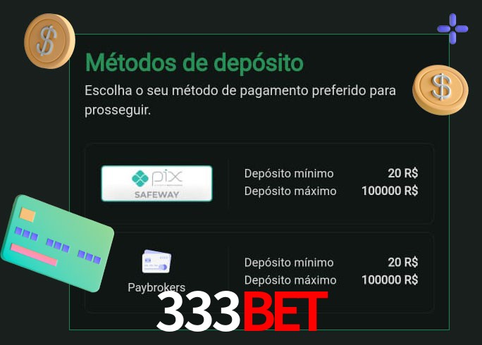 O cassino 333Bet oferece uma grande variedade de métodos de pagamento